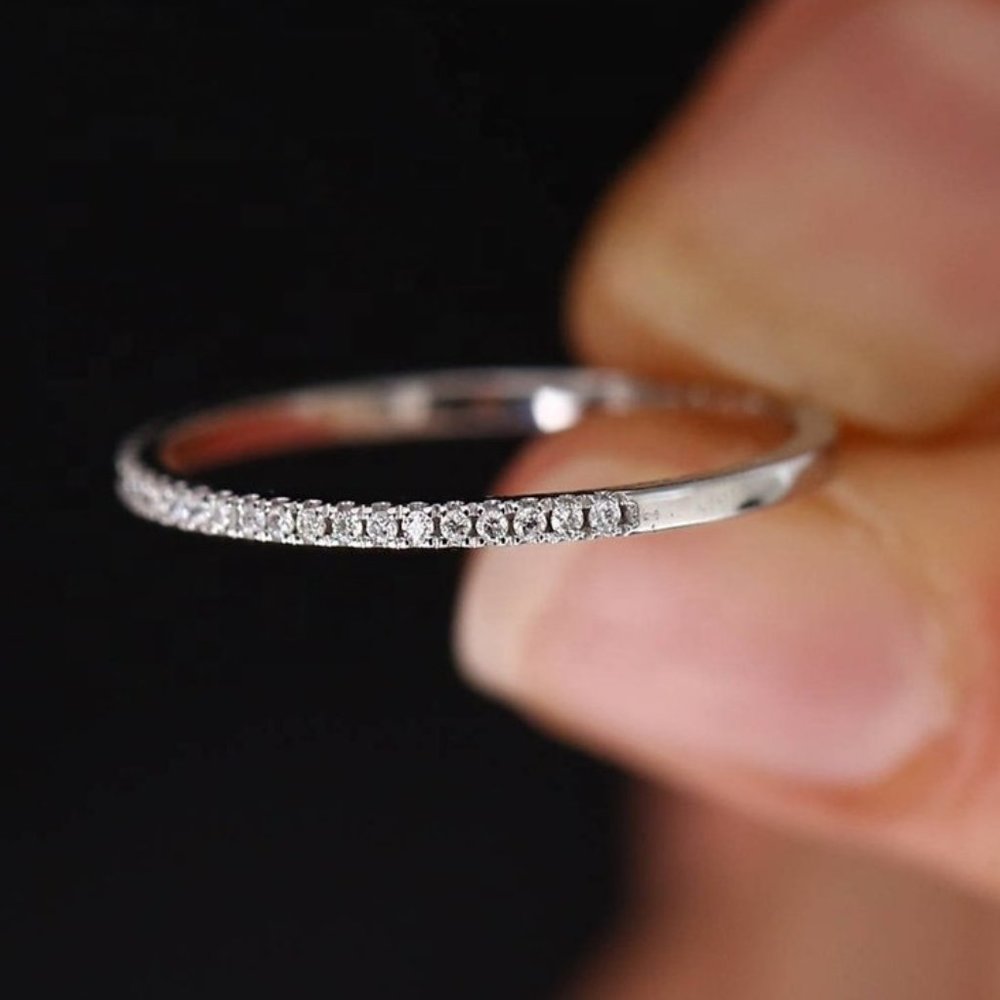 "Macro Pave Beautiful Thin Rings for Women, PD659 - Picture 2 of 2